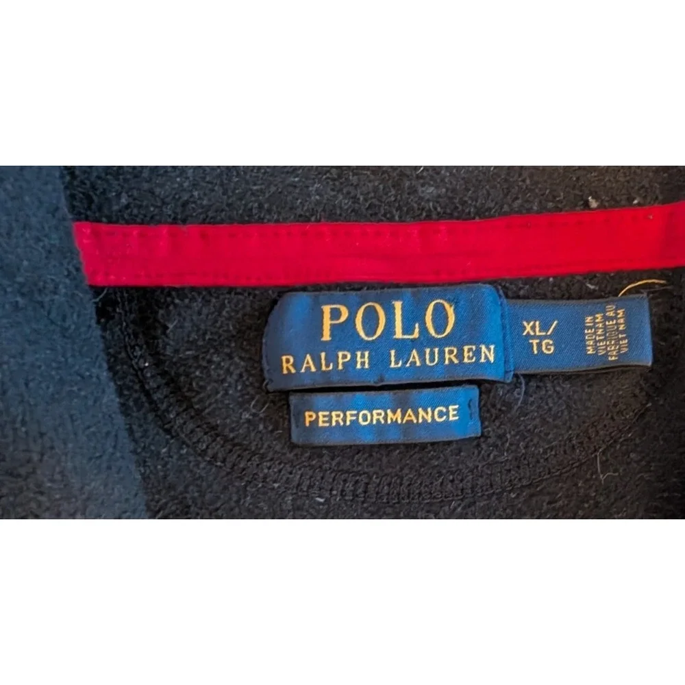 Polo Ralph Lauren Performance Fleece Quarter Zip Pullover XL Black Red Pony Logo